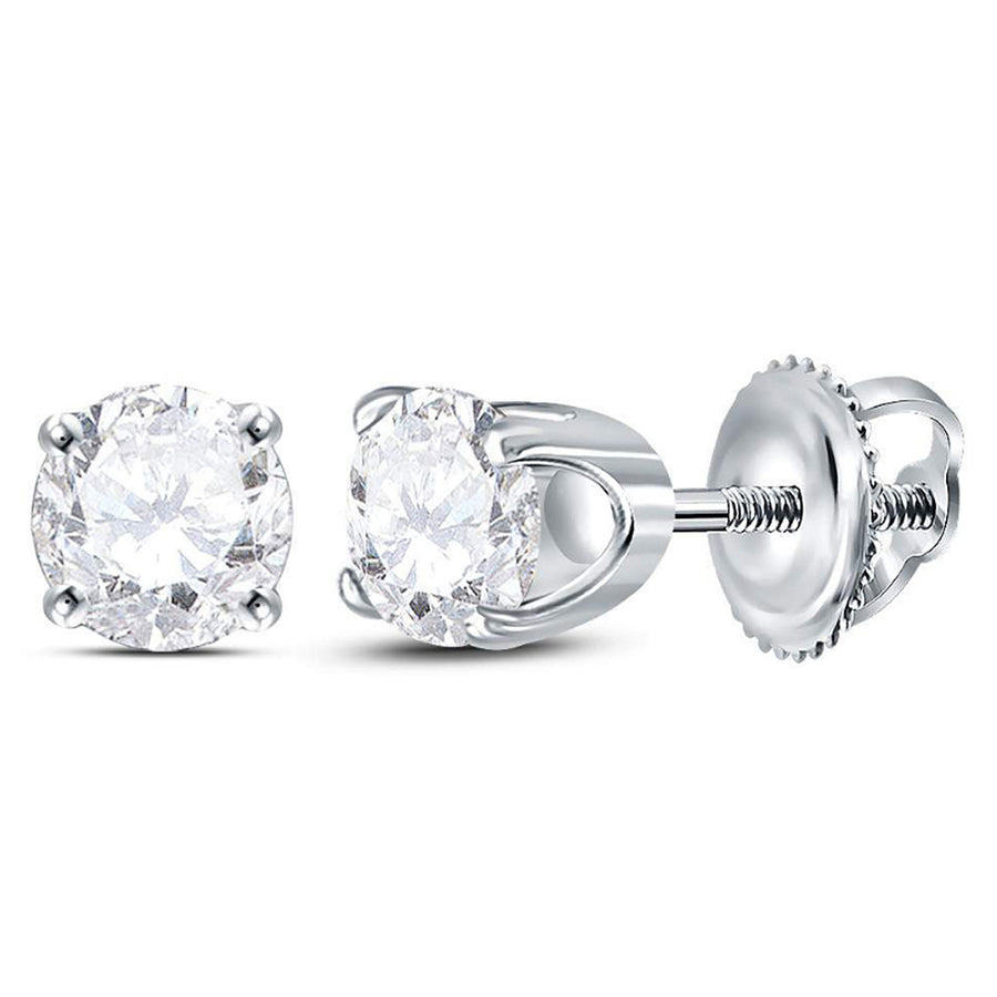 5/8 Carat (ctw I2) Solitaire Stud Diamond Earrings in 14K White Gold Image 1