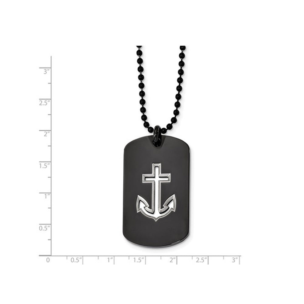 Mens Dog Tag Anchor Pendant Necklace in Stainless Steel with Chain Image 2