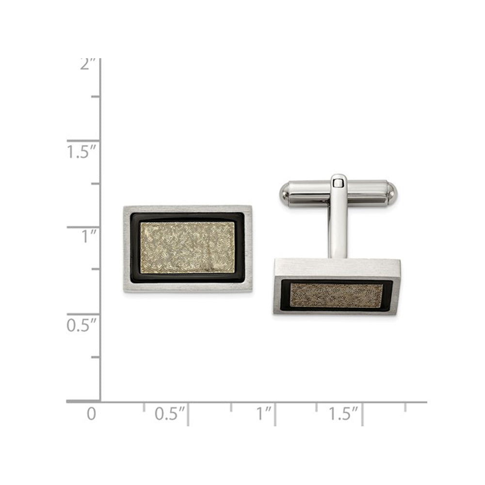 Stainless Steel Yellow Plated Brushed Cuff Links Image 2