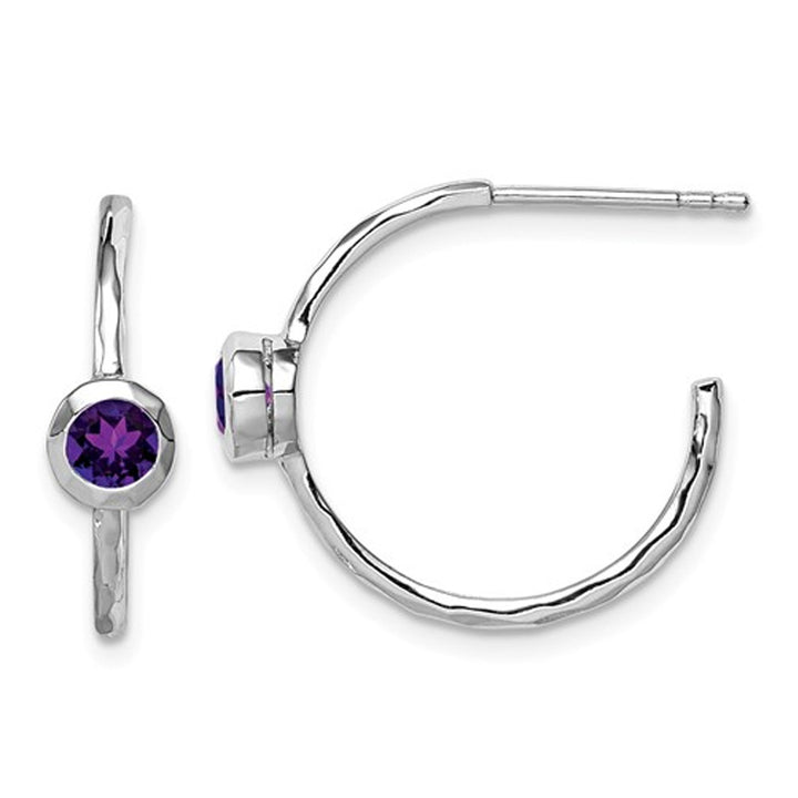 2/5 Carat (ctw) Amethyst Hoop Earrings in Sterling Silver Image 1