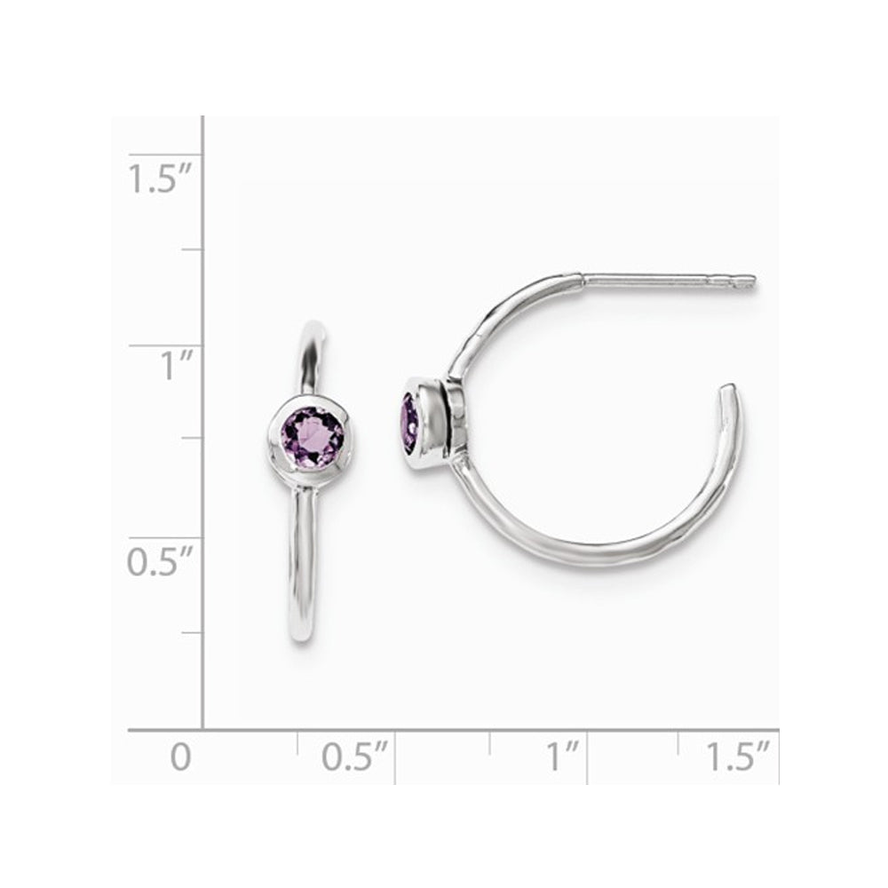 2/5 Carat (ctw) Amethyst Hoop Earrings in Sterling Silver Image 2