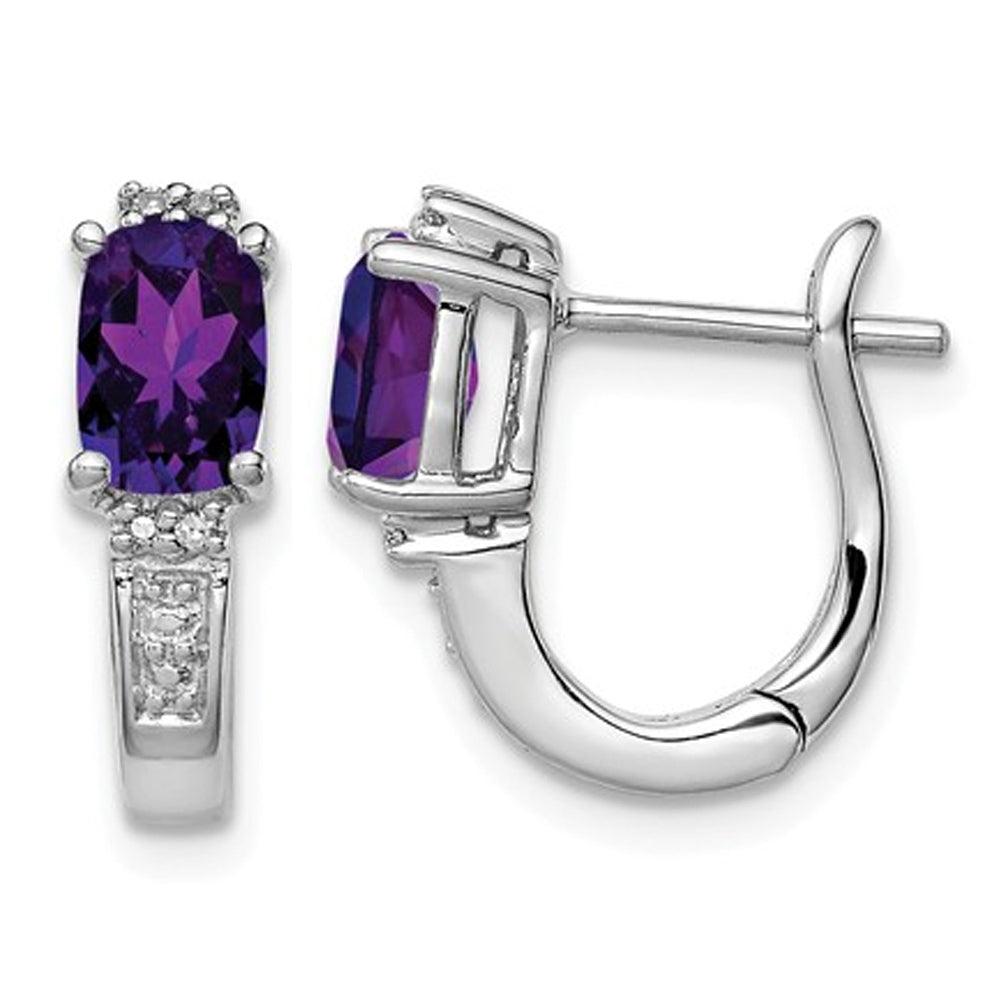 4/5 Carat (ctw) Amethyst Hoop Earrings in Sterling Silver Image 1