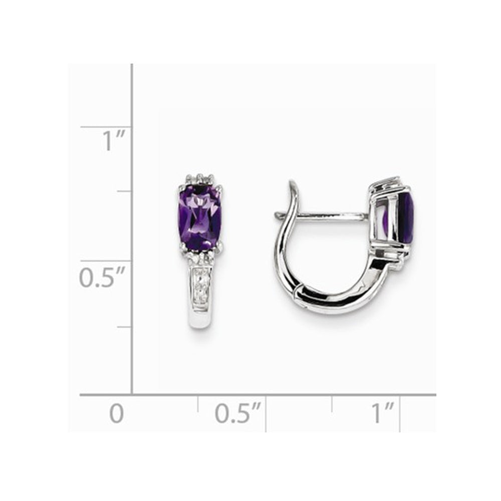 4/5 Carat (ctw) Amethyst Hoop Earrings in Sterling Silver Image 2