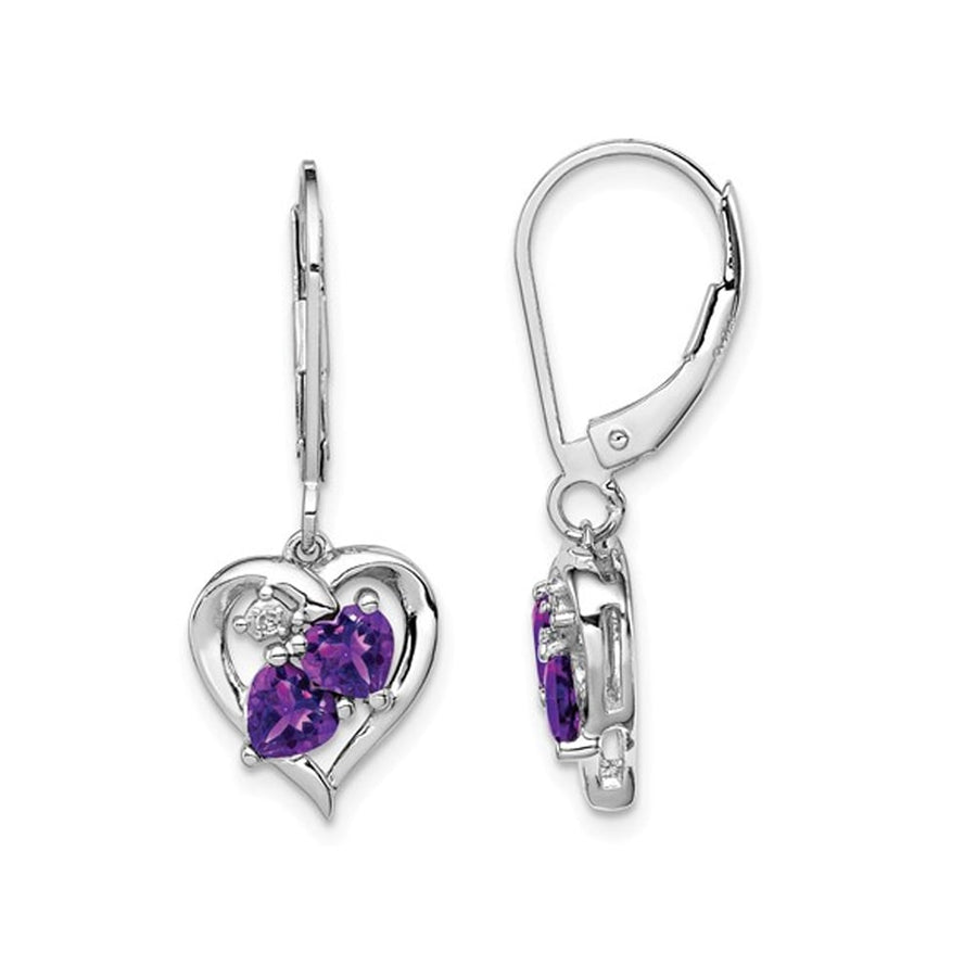 2/5 Carat (ctw) Amethyst Heart Earrings in Sterling Silver Image 1