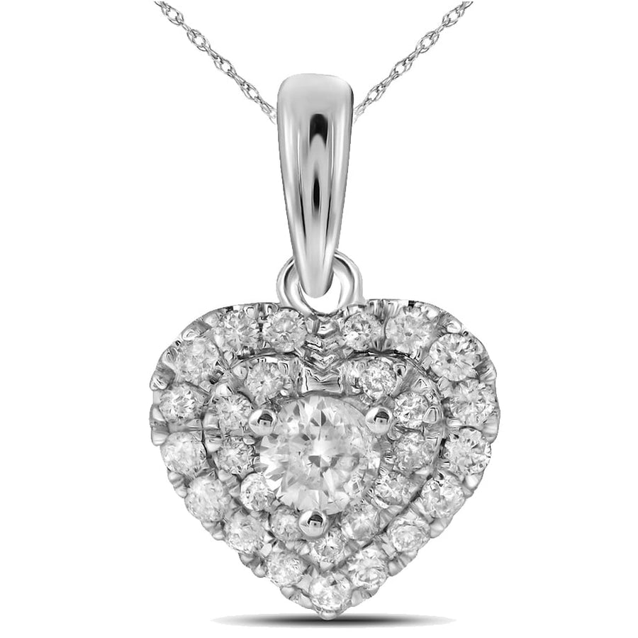 1/3 Carat (ctw I-JI2-I3) Diamond Heart Pendant Necklace in 14K White Gold with Chain Image 1