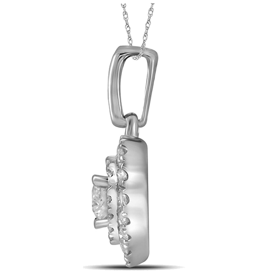 1/3 Carat (ctw I-JI2-I3) Diamond Heart Pendant Necklace in 14K White Gold with Chain Image 2