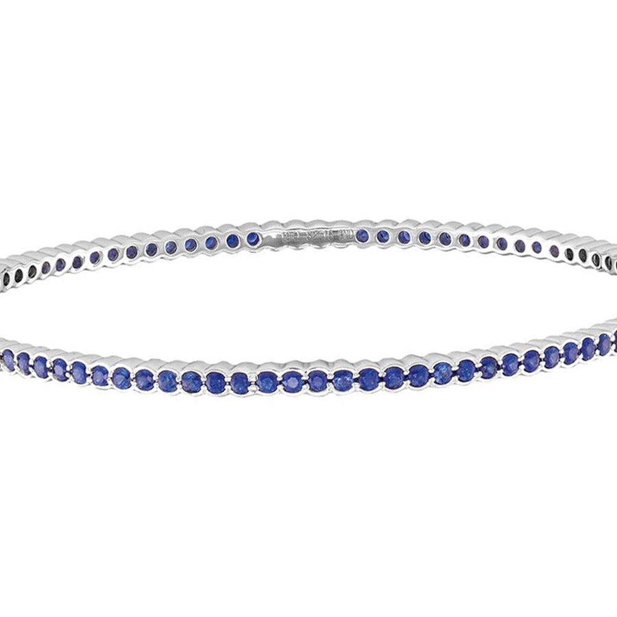 3.00 Carat (ctw) Blue Sapphire Bangle Bracelet in 18K White Gold Image 1