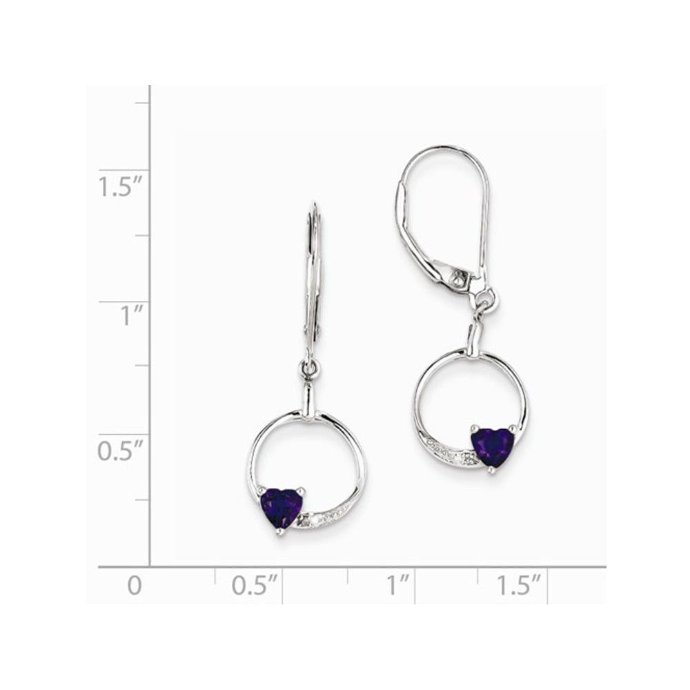 2/5 Carat (ctw) Amethyst Drop Heart Earrings in Sterling Silver Image 2