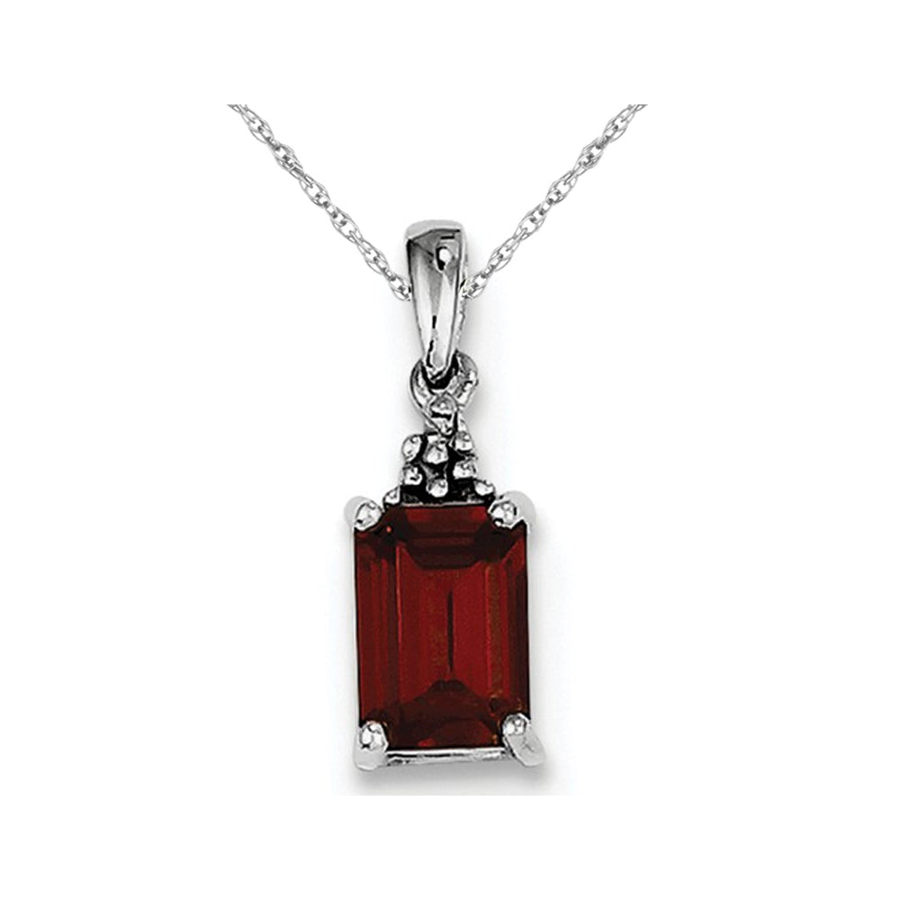 Natural Red Garnet 1.00 Carat (ctw) Pendant Necklace in Sterling Silver with Chain Image 1