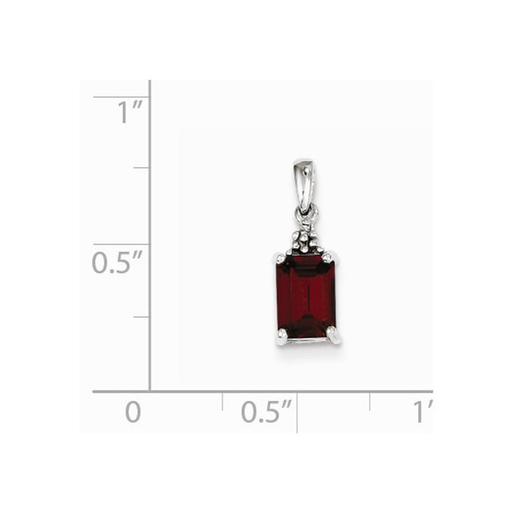 Natural Red Garnet 1.00 Carat (ctw) Pendant Necklace in Sterling Silver with Chain Image 2