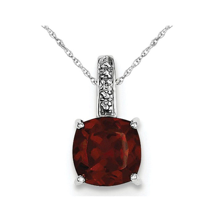 Natural Red Garnet 2.45 Carat (ctw) Dangling Pendant Necklace in Sterling Silver with Chain Image 1