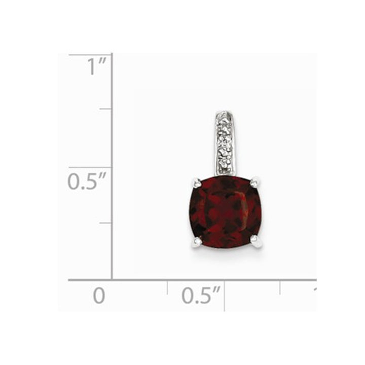 Natural Red Garnet 2.45 Carat (ctw) Dangling Pendant Necklace in Sterling Silver with Chain Image 2