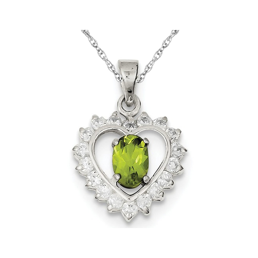 Peridot Heart Pendant Necklace in Sterling Silver with Chain Image 1