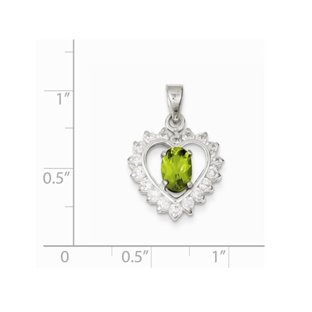 Peridot Heart Pendant Necklace in Sterling Silver with Chain Image 2