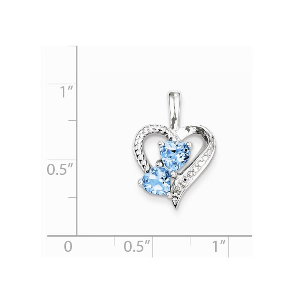 Blue Topaz Heart Pendant Necklace 1.00 Carat (ctw) in Sterling Silver with Chain Image 2