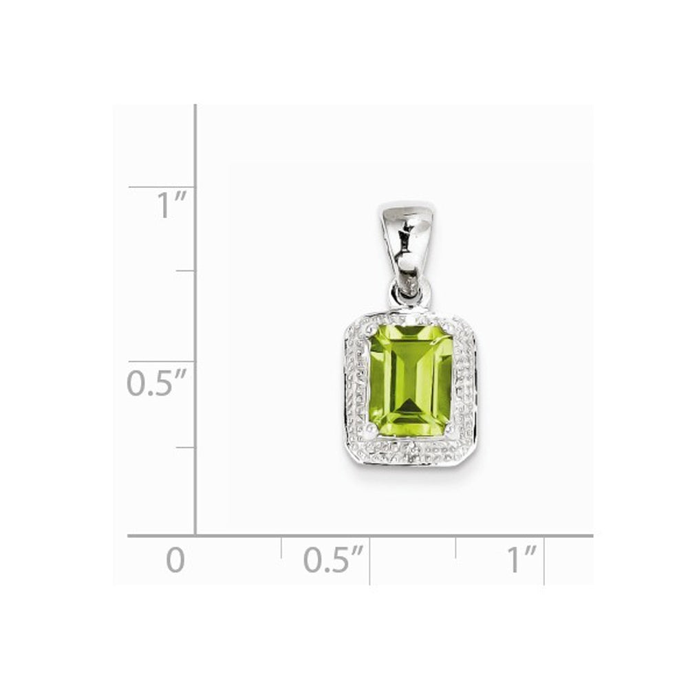 1.65 Carat (ctw) Emerald Cut Peridot Pendant Necklace in Sterling Silver with Chain Image 2