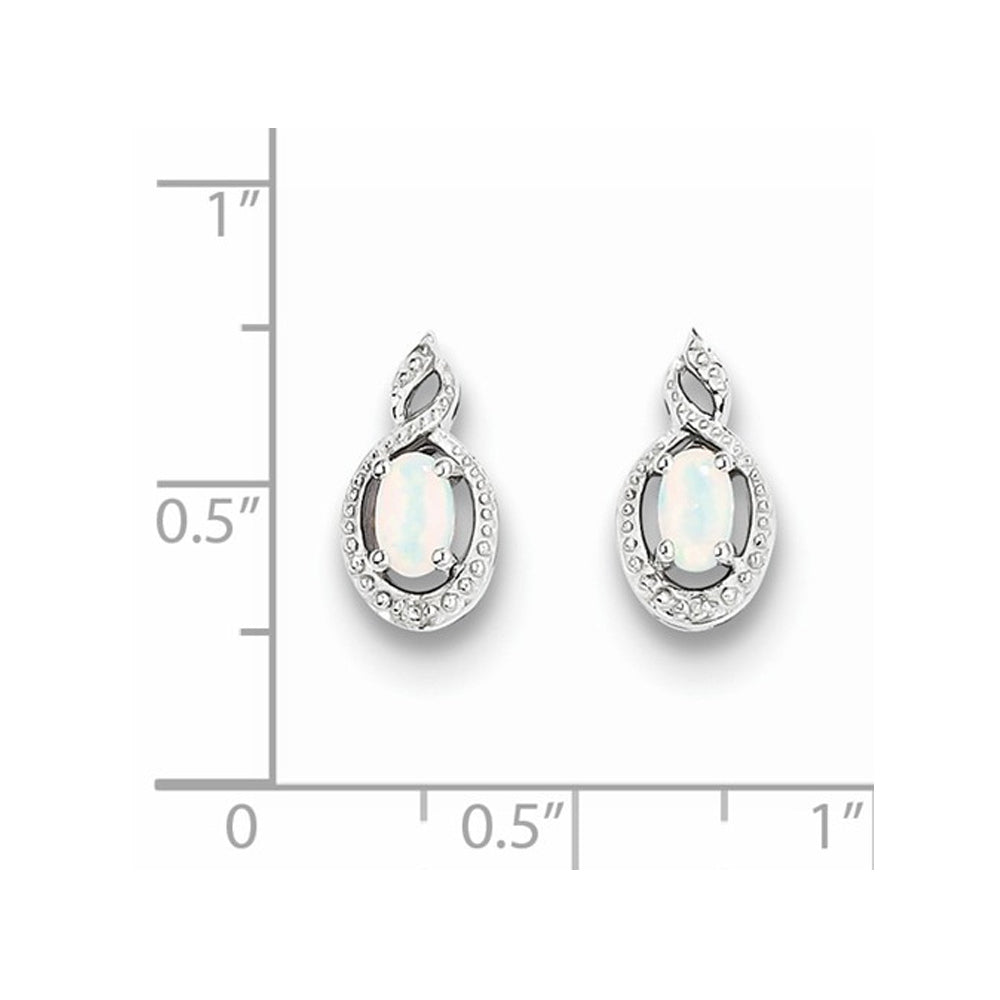 1/5 Carat (ctw) Lab Created Opal Stud Infinity Earrings in Sterling Silver Image 2