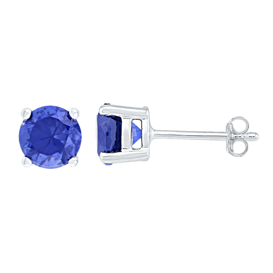 2.00 Carats (ctw) Lab Created Blue Sapphire Solitaire Earrings in Sterling Silver Image 1