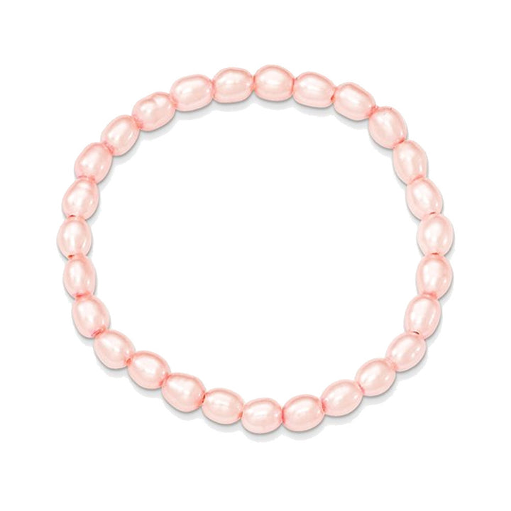 4-4.5mm Pink Rice Shaped Freshwater Cultured Pearl Stretch Bracelet Image 1