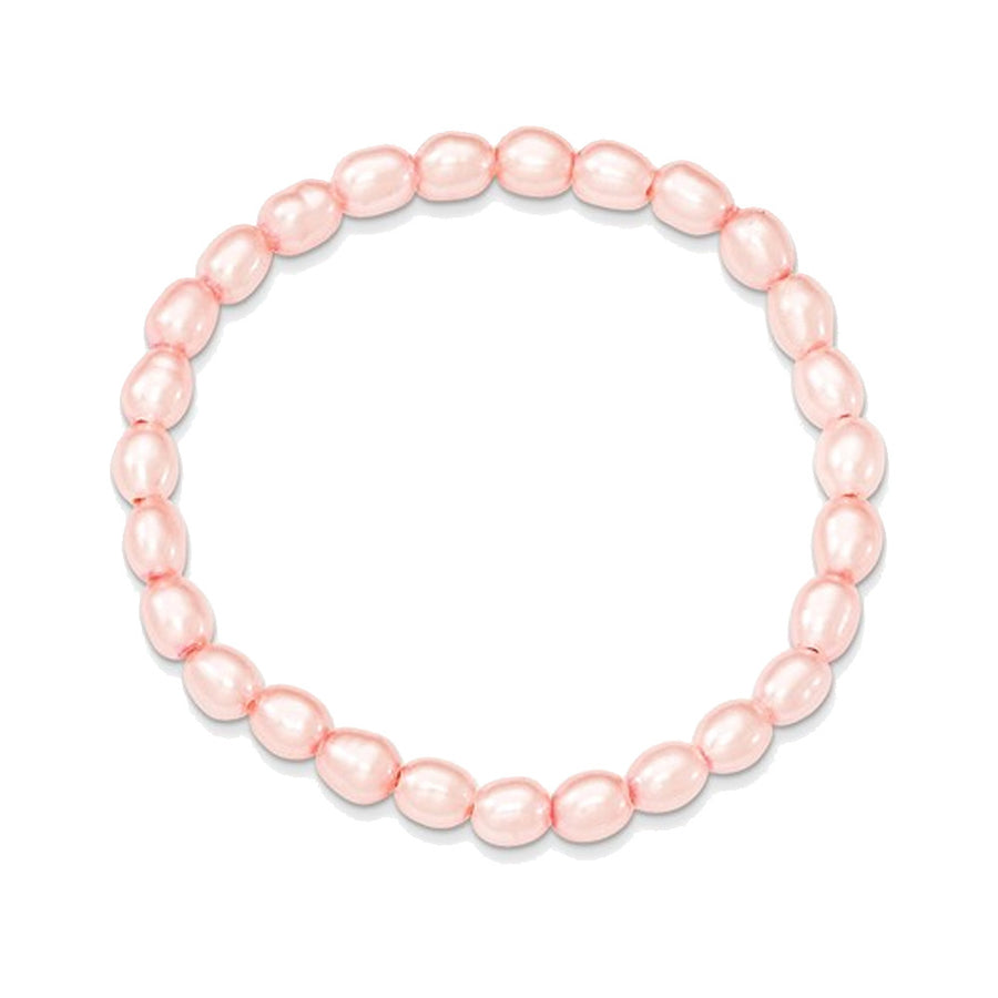 4-4.5mm Pink Rice Shaped Freshwater Cultured Pearl Stretch Bracelet Image 1