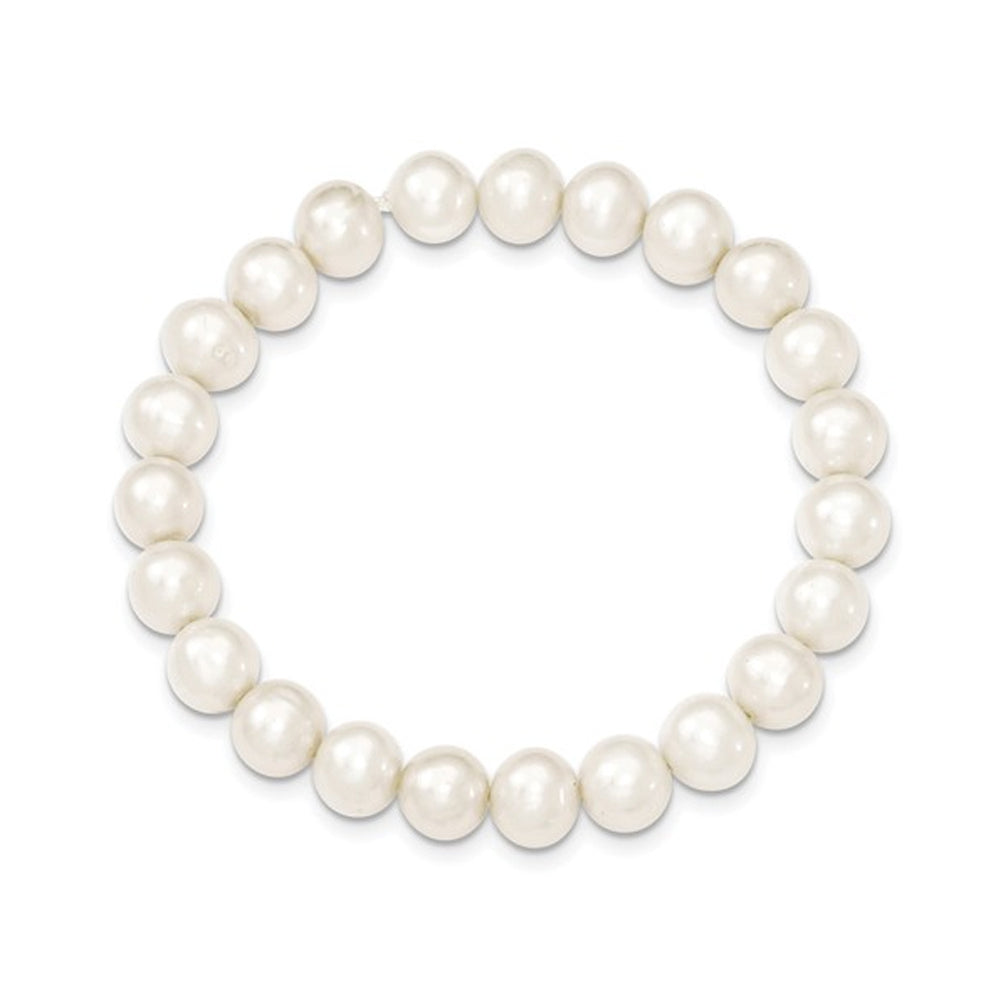 8-8.5mm White Freshwater Cultured Pearl Stretch Bracelet Image 3