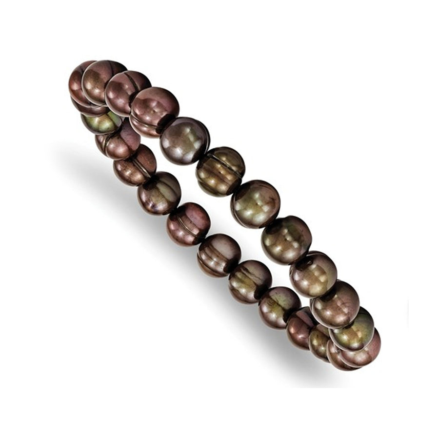 8-8.5mm Black Freshwater Cultured Pearl Stretch Bracelet Image 1