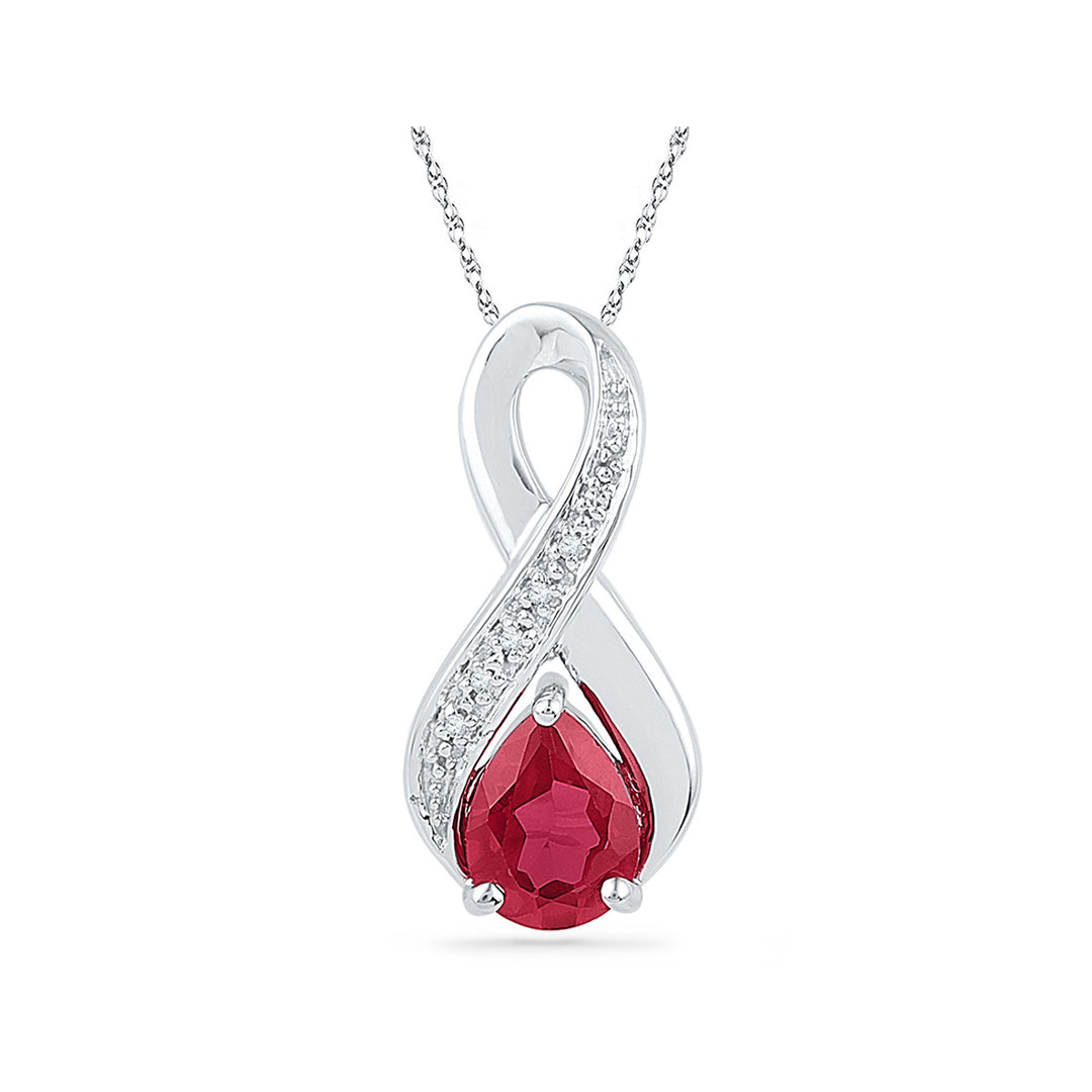 1.75 Carat (ctw) Lab Created Ruby Infinity Drop Pendant Necklace in Sterling Silver with Chain Image 1