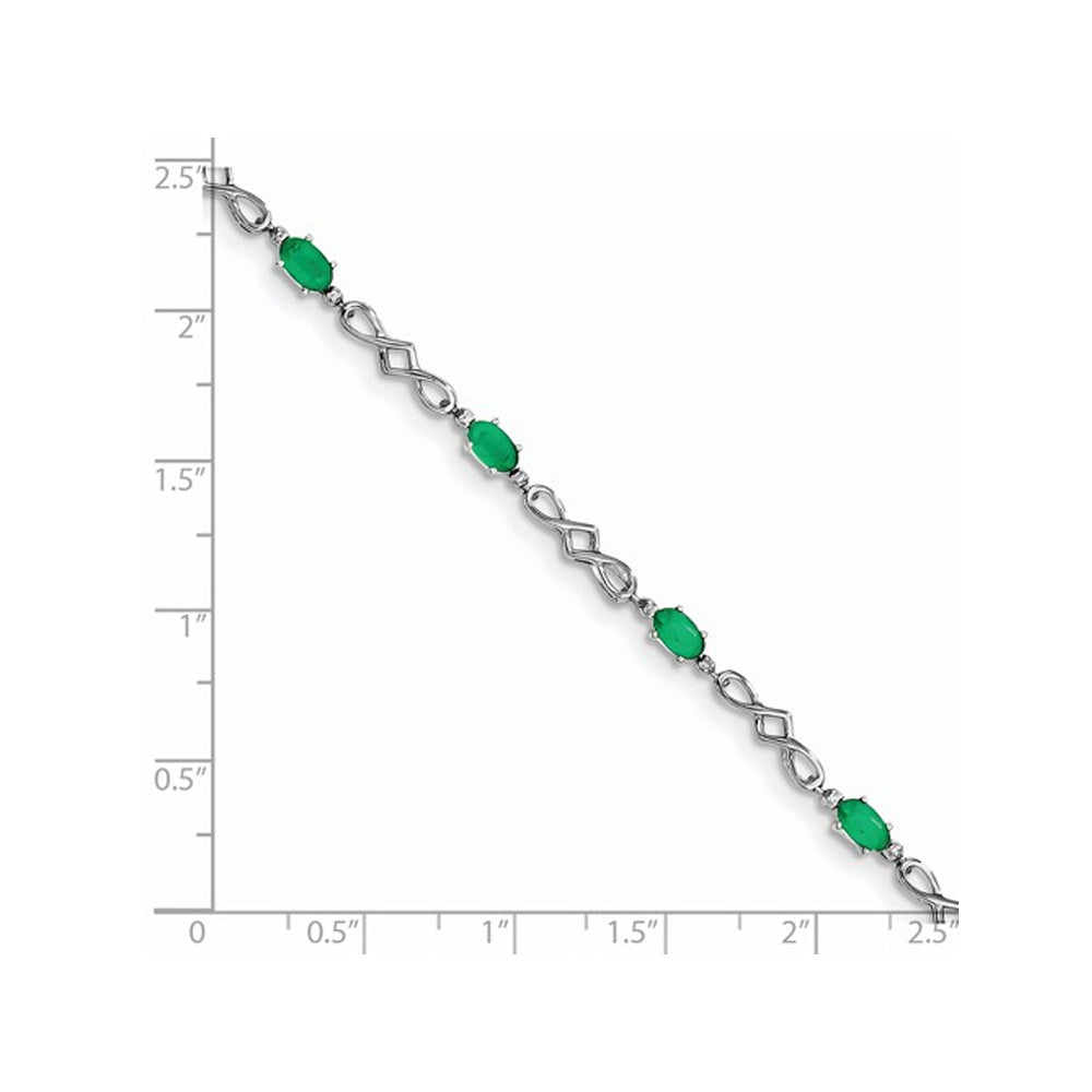 1.80 Carat (ctw) Natural Green Emerald Infinity Bracelet in Sterling Silver Image 2