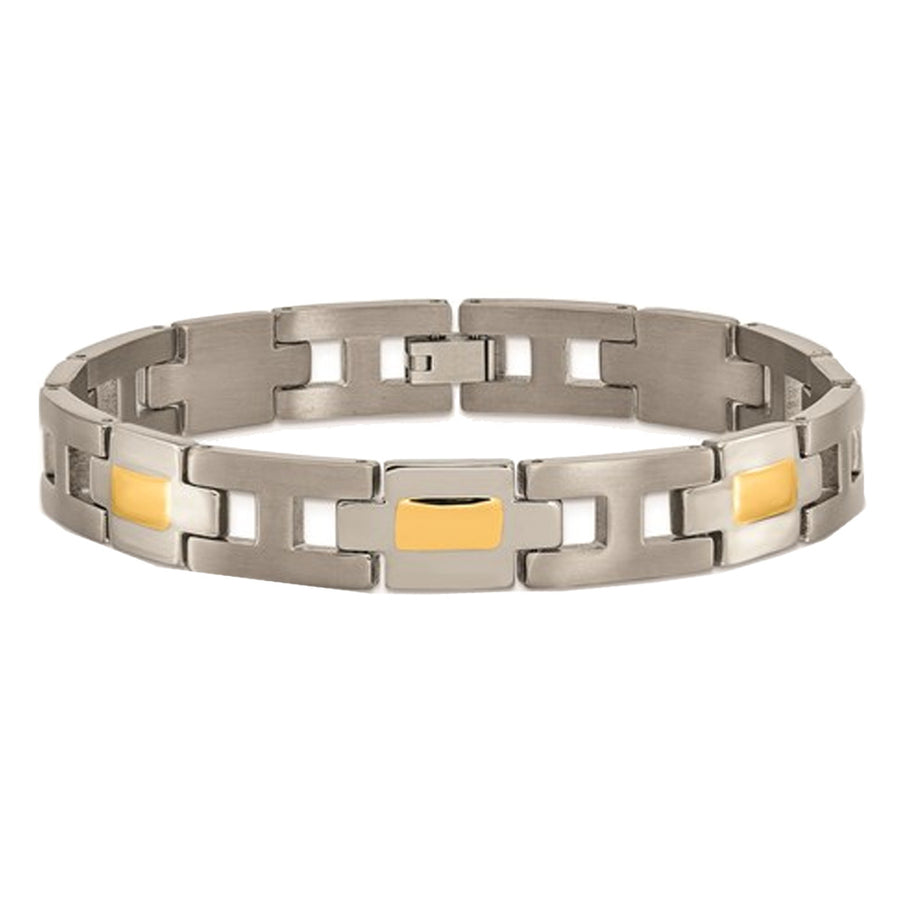 Mens Chisel Bracelet in Titanium with 24K Gold (9 Inch) Image 1