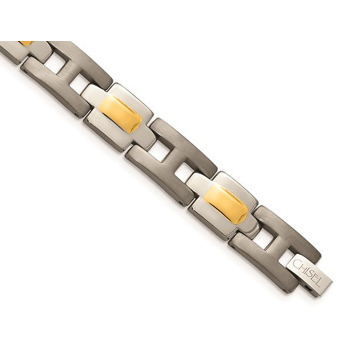 Mens Chisel Bracelet in Titanium with 24K Gold (9 Inch) Image 3