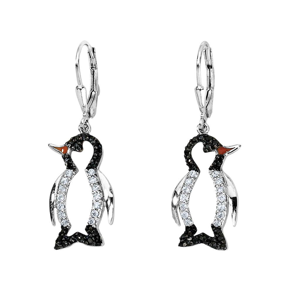 Cubic Zirconia (CZ) (CZ) Penguin Earrings in Sterling Silver Image 1