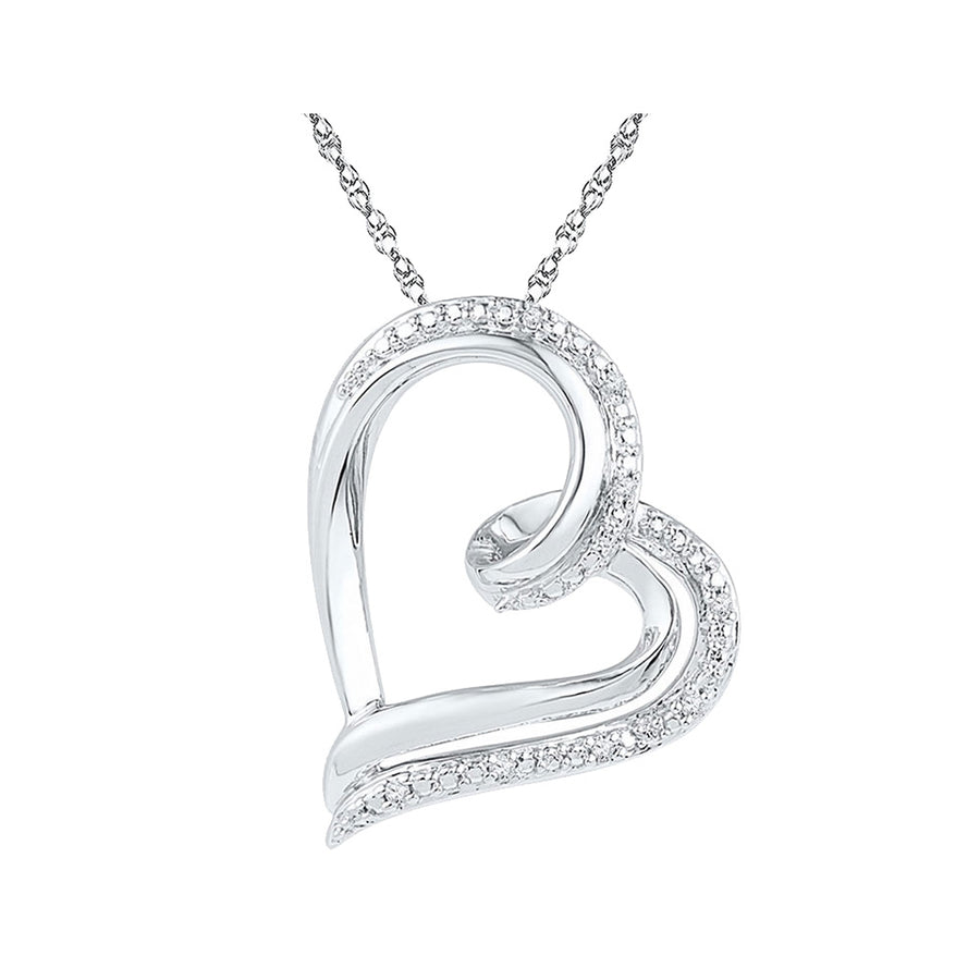 Small Heart Pendant Necklace in Sterling Silver with Accent Diamonds Image 1