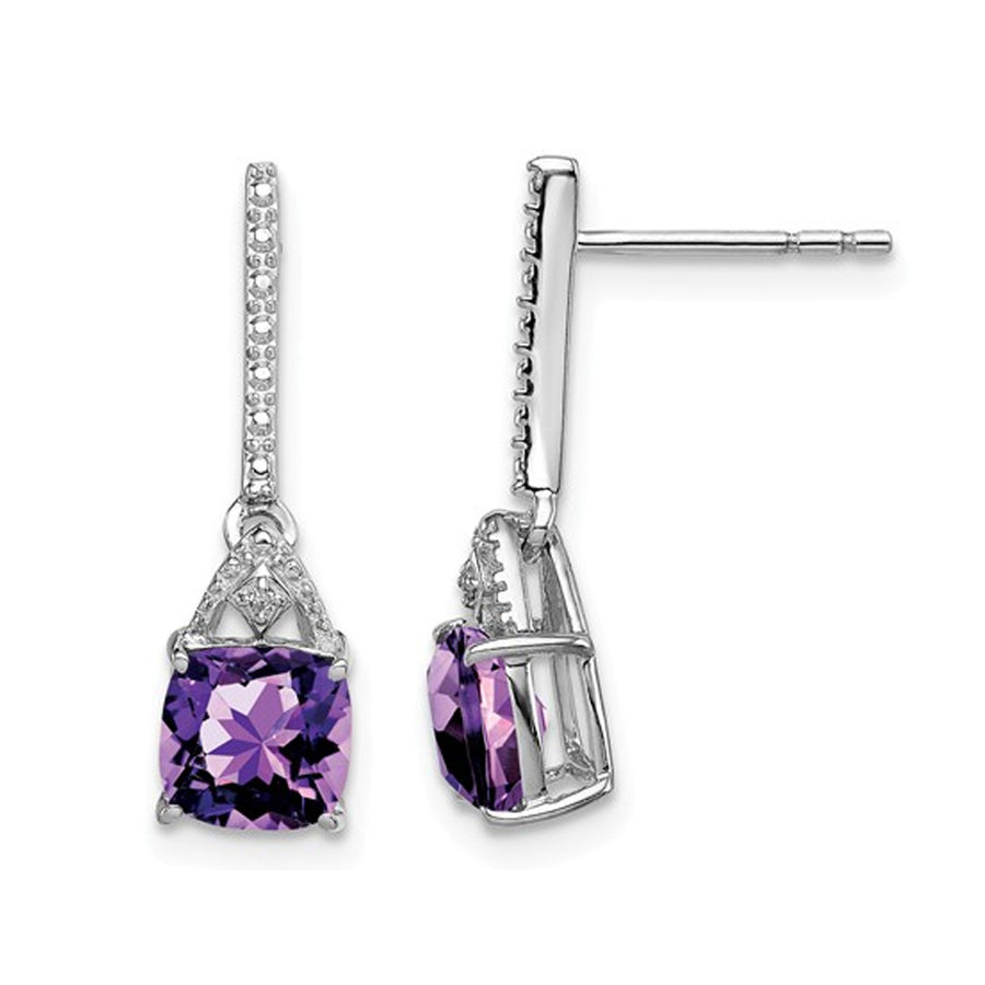 Sterling Silver Amethyst Drop Dangle Post Earrings 1.65 Carat (ctw) Image 1