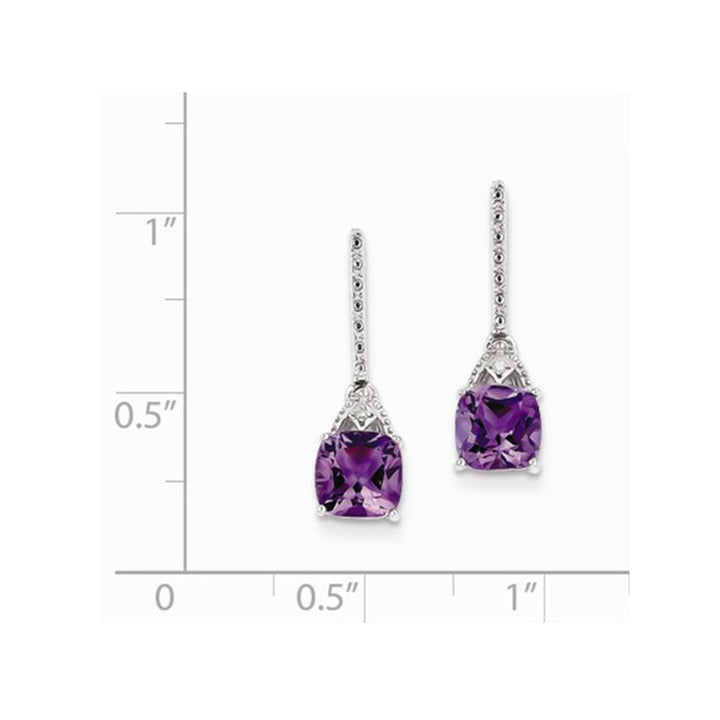 Sterling Silver Amethyst Drop Dangle Post Earrings 1.65 Carat (ctw) Image 2