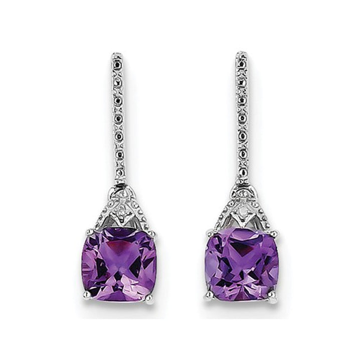 Sterling Silver Amethyst Drop Dangle Post Earrings 1.65 Carat (ctw) Image 3