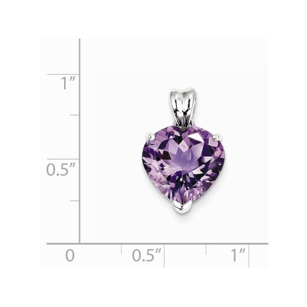 Purple Amethyst 4.70 Carat (ctw) Heart Pendant Necklace in Sterling Silver with chain Image 2