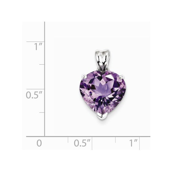 Purple Amethyst 4.70 Carat (ctw) Heart Pendant Necklace in Sterling Silver with chain Image 2