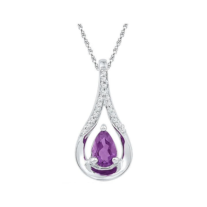 3/8 Carat (ctw) Lab-Created Amethyst and Diamond Infinity Pendant Necklace Sterling Silver Image 1