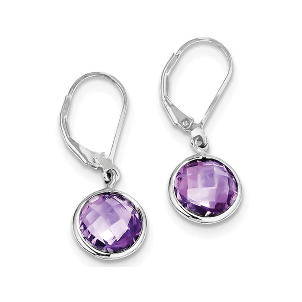 Sterling Silver Amethyst Drop Dangle Earrings 3/5 Carat (ctw) Image 3