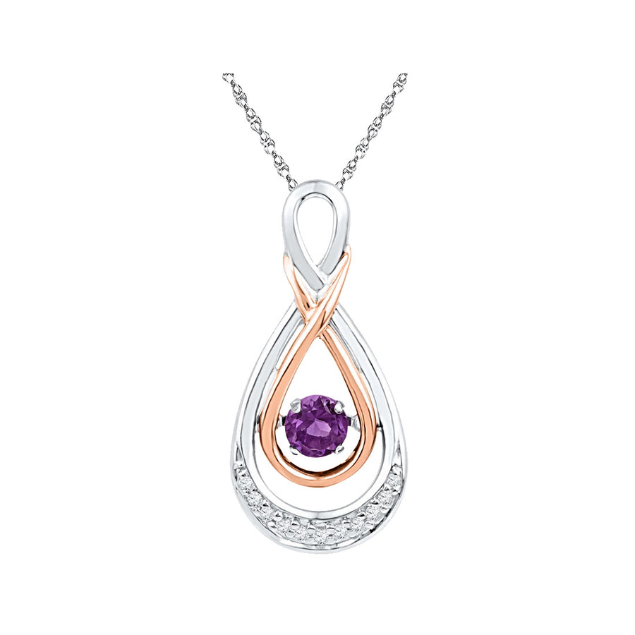 Lab Created Amethyst 1/5 Carat (ctw) and Diamond Infinity Pendant Necklace 10K White and Yellow Gold Image 1