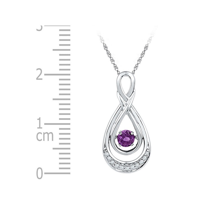 Lab Created Amethyst 1/5 Carat (ctw) and Diamond Infinity Pendant Necklace 10K White and Yellow Gold Image 2