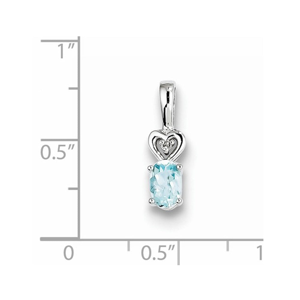 Sterling Silver Genuine Aquamarine Heart Pendant Necklace with Chain 2/5 Carat (ctw) Image 2