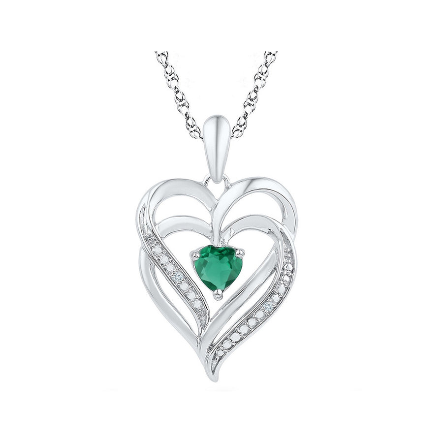 5/8 Carat (ctw) Lab-Created Emerald Heart Pendant Necklace in Sterling Silver Image 1