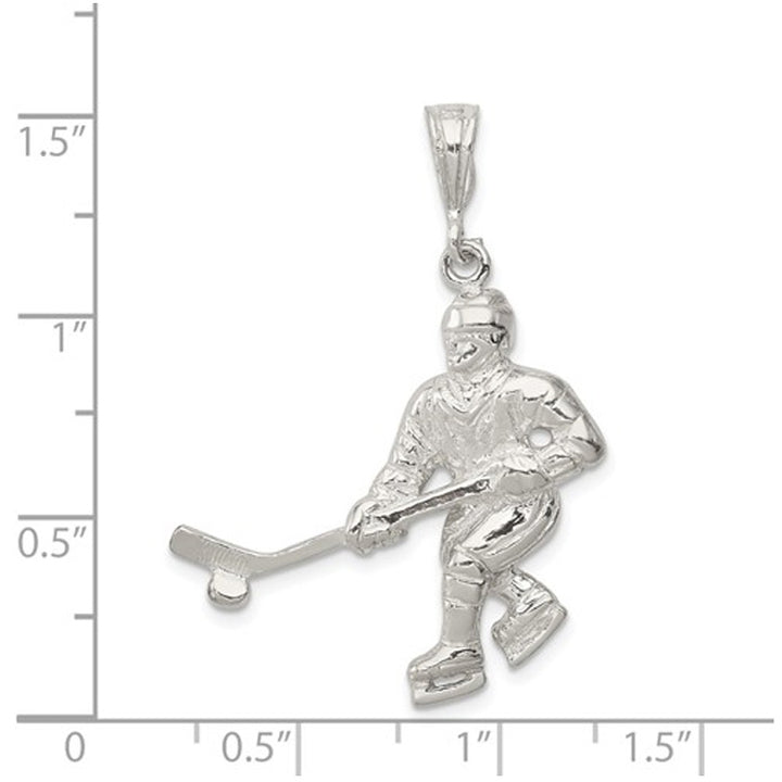 Sterling Silver Hockey Player Charm Pendant Necklace with Chain Image 2