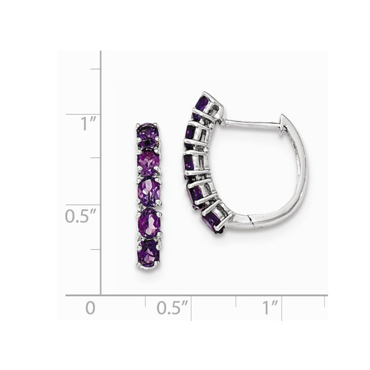 1.75 Carat (ctw) Amethyst Hinged Hoop Earrings in Sterling Silver Image 2