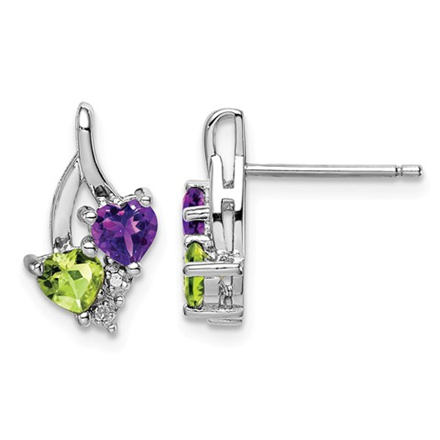 Sterling Silver Amethyst and Green Peridot Earrings Image 1