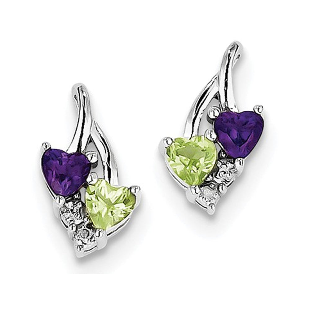 Sterling Silver Amethyst and Green Peridot Earrings Image 2