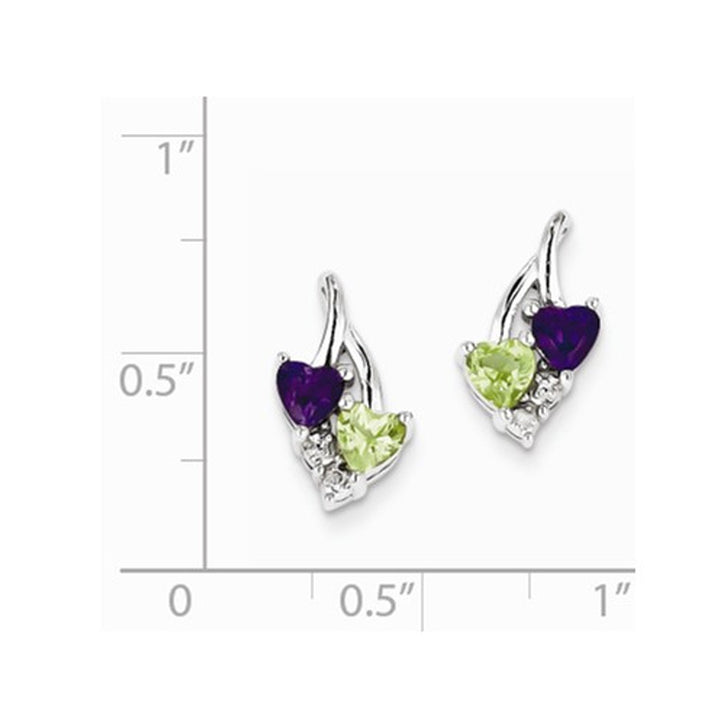 Sterling Silver Amethyst and Green Peridot Earrings Image 3