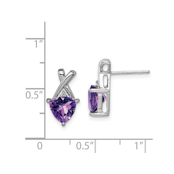 Sterling Silver Trillion Cut Amethyst Earrings 1.60 Carat (ctw) Image 3