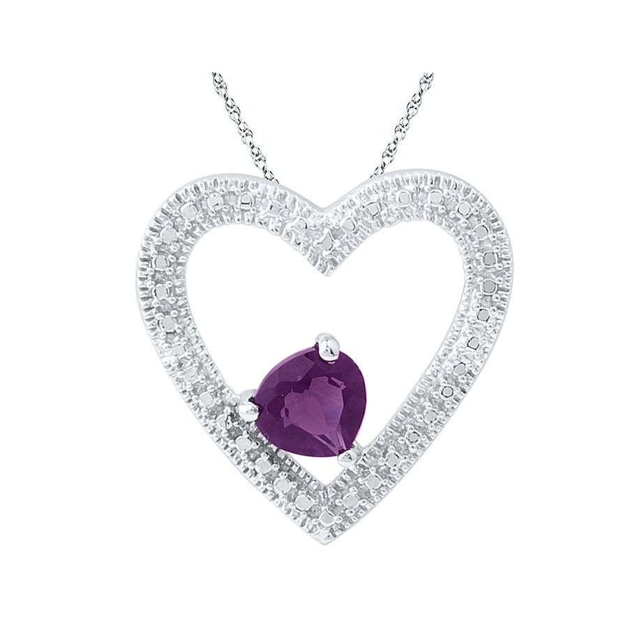 5/8 Carat (ctw) Lab-Created Amethyst Heart Pendant Necklace in Sterling Silver Image 1